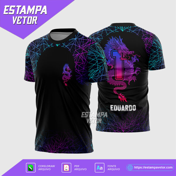 Arte Vetor Camisa Primeirão Dragão Degradê Corel Draw X7 para sublimação
