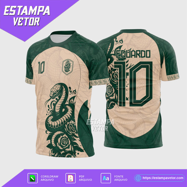 Arte Vetor Camisa Interclasse Serpente Verde 2025 Corel Draw X7 para sublimação