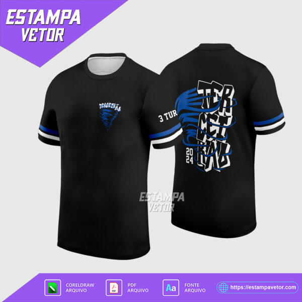 Arte Vetor Camisa Terceirão Furacão Azul em Corel Draw X7 para formandos e turmas de terceiro ano