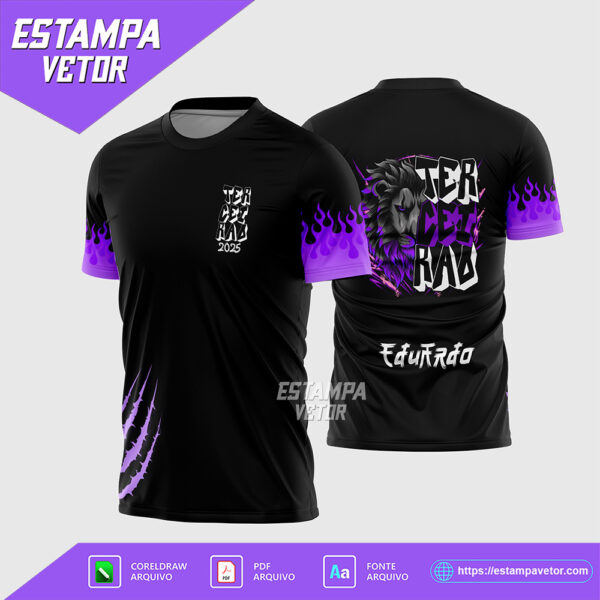 Arte vetor camisa Terceirão Leão Fogo 2025 em CorelDRAW X7 e PDF com fonte instalável