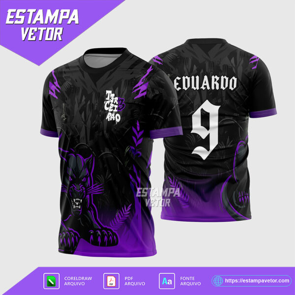 Arte Vetor Camisa Terceirão Pantera Negra Preta e Rosa Corel Draw para sublimação