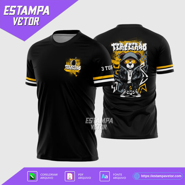 Arte Vetor Camisa Terceirão Urso Amarelo Jaqueta Corel Draw para sublimação