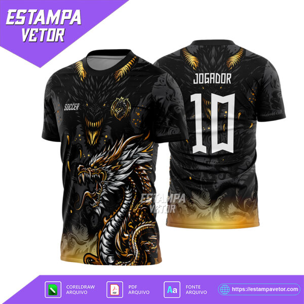 Arte Vetor Camisa Interclasse Dragão Negro 2025 Corel Draw X7 para sublimação