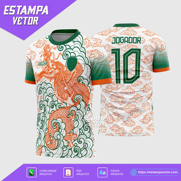 Arte Vetor Camisa Interclasse Dragão Nuvens 2025 Corel Draw X7 para sublimação