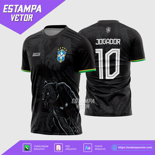 Arte Vetor Camisa Interclasse Pantera Negra Brasil Corel Draw X7 para sublimação