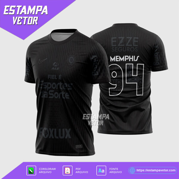 Arte Vetor Camisa Corinthians Reserva 2024 - 2025 Corel Draw X7 para sublimação