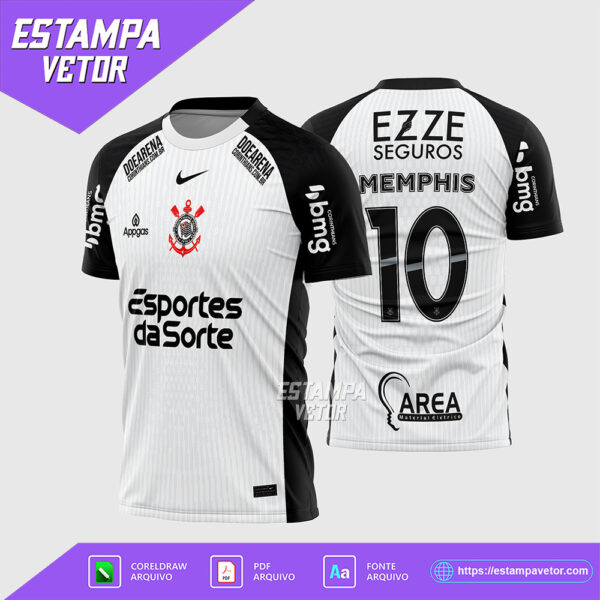 Arte Vetor Camisa Corinthians Titular 2025 - 2026 Corel Draw X7 para sublimação
