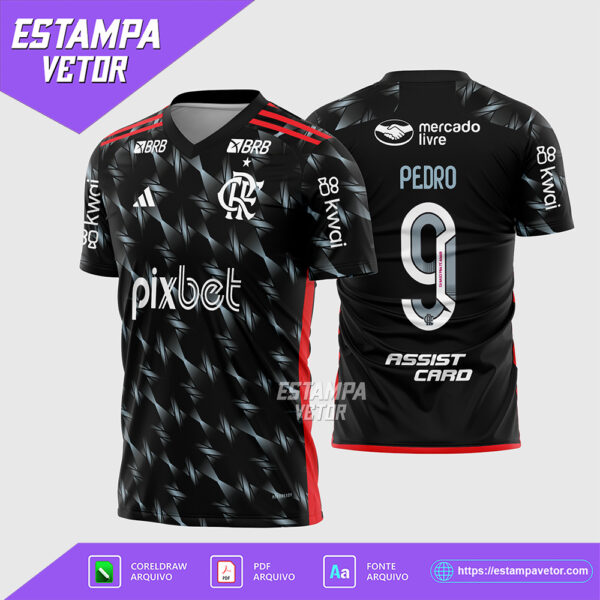Arte Vetor Camisa Flamengo Terceira 2024 - 2025 Corel Draw X7 para sublimação