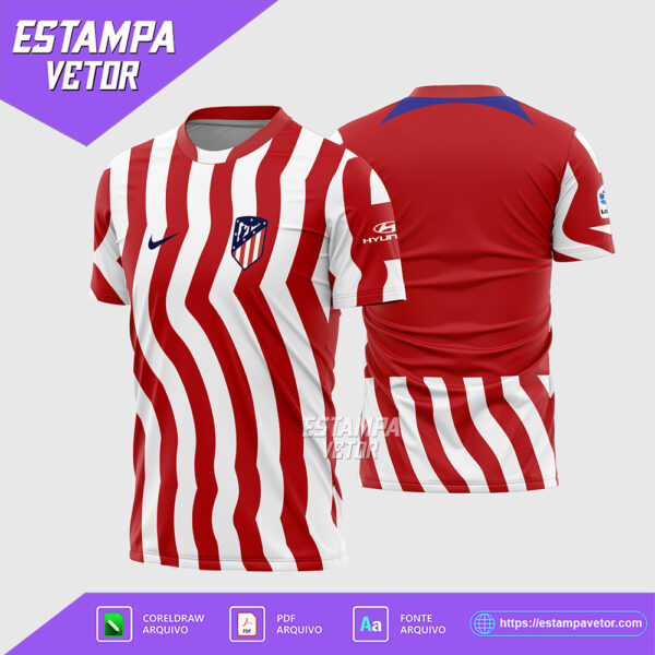Arte Vetor Camisa Atlético Madrid Titular 2022-2023 Corel Draw X7 para sublimação