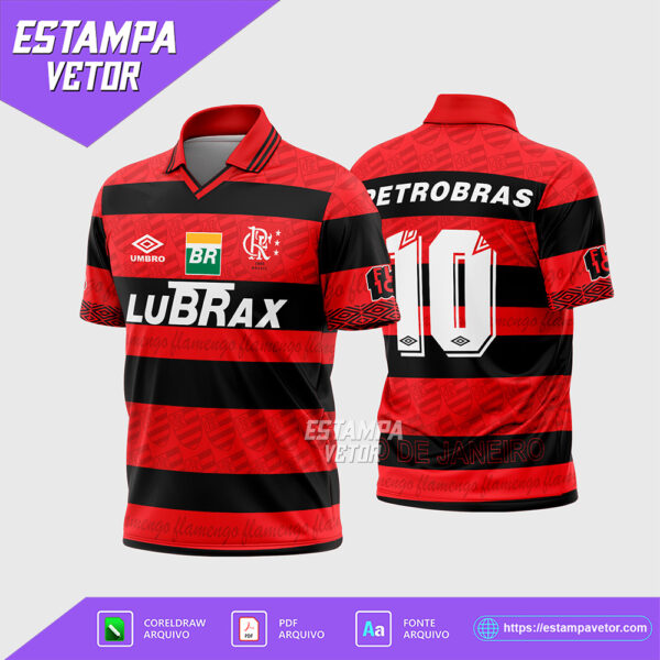 Arte Vetor Estampa Camisa Flamengo Titular 1995 - 1996 Corel Draw X7 para sublimação