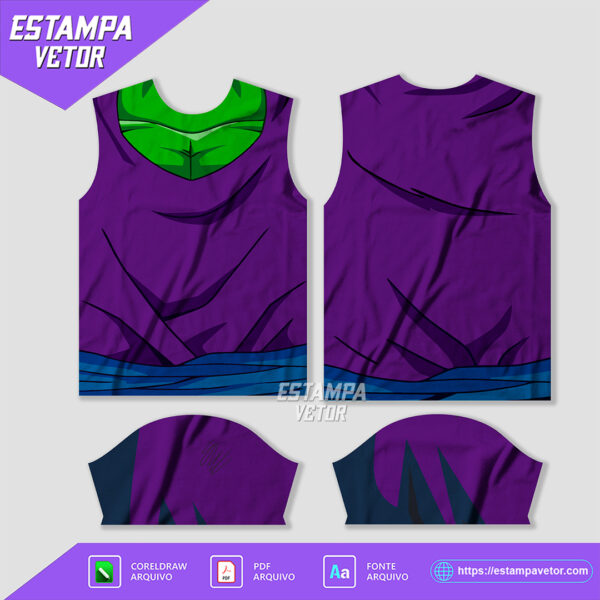 Arte Vetor Estampa Camisa Piccolo - Dragon Ball em Corel Draw e PDF