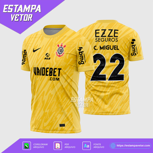 Arte Vetor Camisa Corinthians Goleiro 2024 2025 Corel Draw X7 para sublimação