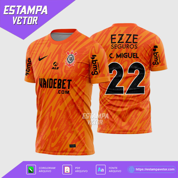 Arte Vetor Camisa Corinthians Goleiro 2024 2025 Corel Draw X7 para sublimação