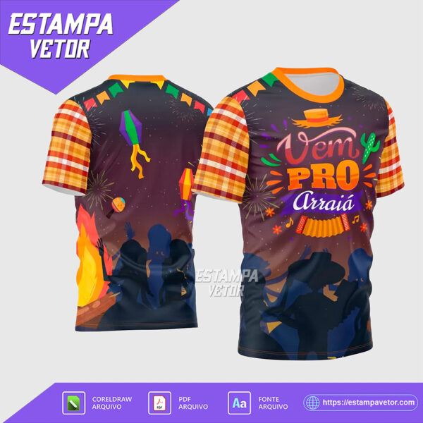 Estampa Vetor Camisa São João 2025 - Vem Pro Arraiá em Corel Draw X7
