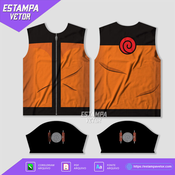 Arte Vetor Camisa Naruto Uzumaki, design inspirado no personagem de anime, ideal para personalizações em camisetas.