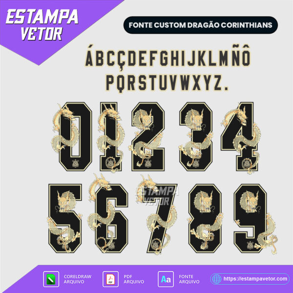 Fonte Personalizada Corinthians Dragão CDR X7 para Corel Draw e sublimação
