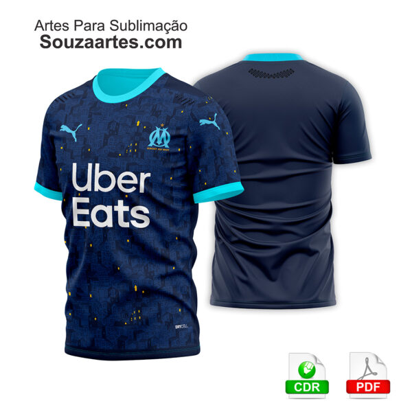 camisa olympique marsella visita 2020-2021 arte vetor