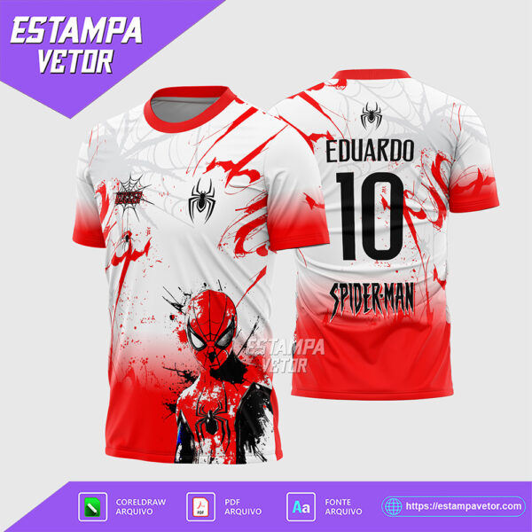 Arte Vetor Camisa Interclasse Homem Aranha Aquarela Corel Draw X7 para sublimação