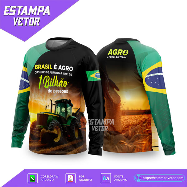Arte Vetor Camisa AGRO O Brasil é Agro 2026 Corel Draw X7 para sublimação