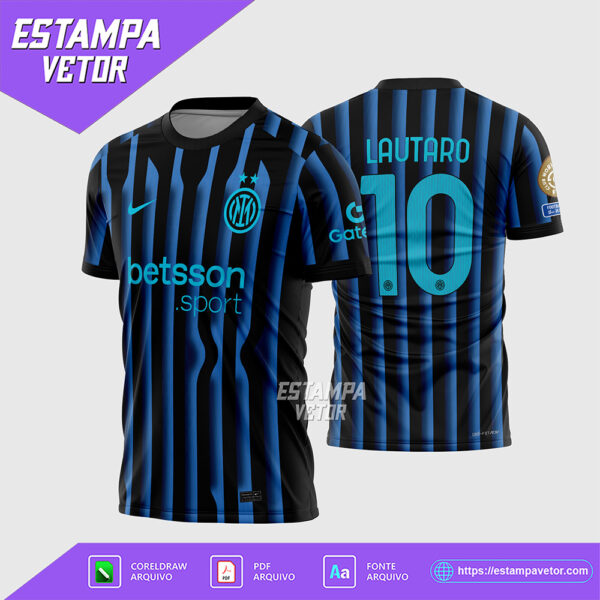 Arte Vetor Camisa Inter de Milão Titular 2025 - 2026 Corel Draw X7 para sublimação