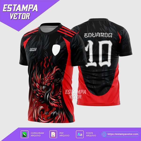 Arte Vetor Camisa Interclasse 2026 Fênix Fogo Vermelho Corel Draw X7 para sublimação