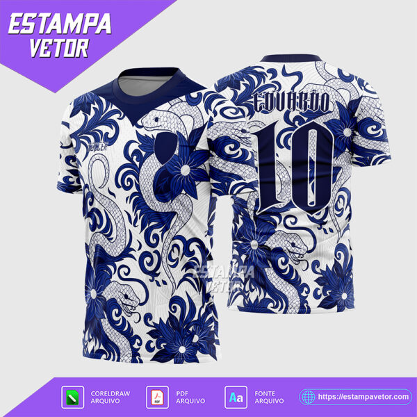 Arte Vetor Camisa Interclasse Serpente Azul Corel Draw X7 para sublimação