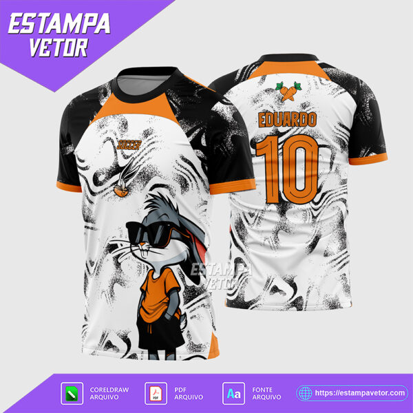 Arte Vetor Camisa Interclasse Pernalonga Laranja Looney Tunes Corel Draw X7 para sublimação