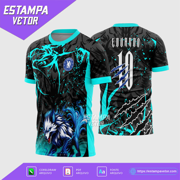 Arte Vetor Camisa Interclasse Lobo Fogo 2026 Corel Draw X7 para sublimação