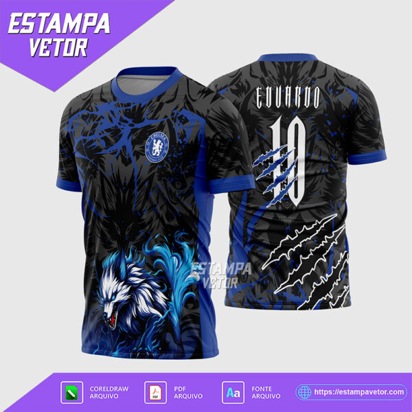 Arte Vetor Camisa Interclasse Lobo Fogo 2026 Corel Draw X7 para sublimação