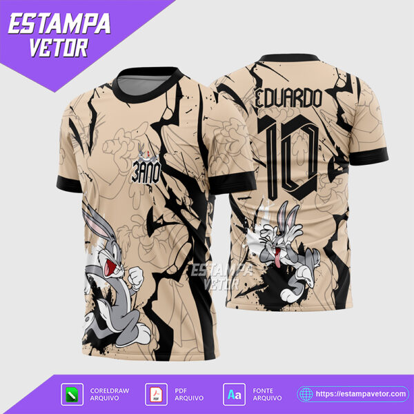 Arte Vetor Camisa Interclasse Pernalonga Correndo Looney Tunes Corel Draw X7 para sublimação