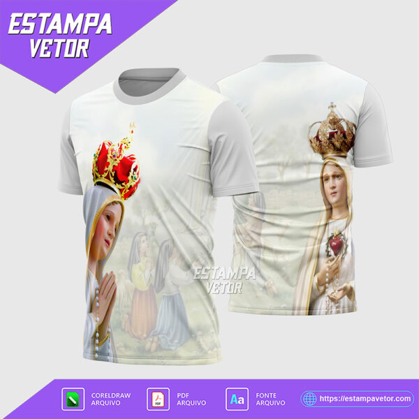 Arte Vetor Camisa Religião Nossa Senhora de Fátima 2025 Corel Draw X7 para sublimação
