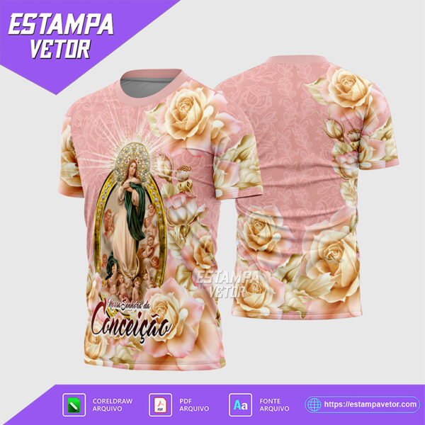 Arte Vetor Camisa Religião Nossa Senhora Imaculada Conceição Corel Draw X7 para sublimação