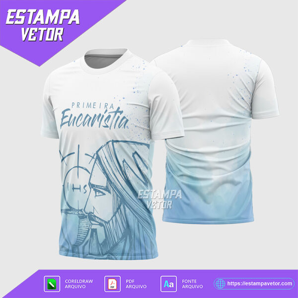 Arte Vetor Camisa Religião Primeira Eucaristia 2026 Corel Draw X7 para sublimação