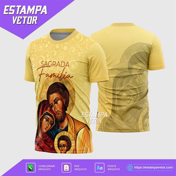 Arte Vetor Camisa Religião Sagrada Família Corel Draw X7 para sublimação