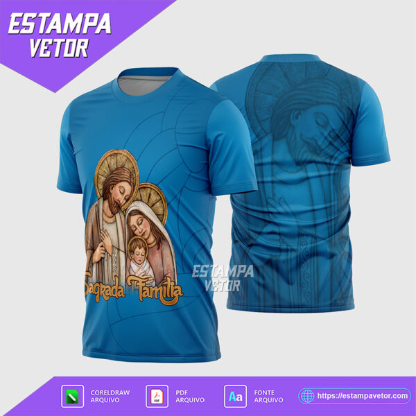 Arte Vetor Camisa Religião Sagrada Família Corel Draw X7 para sublimação