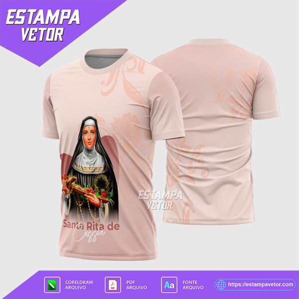 Arte Vetor Camisa Religião Santa Rita de Cássia 2026 Corel Draw X7 para sublimação