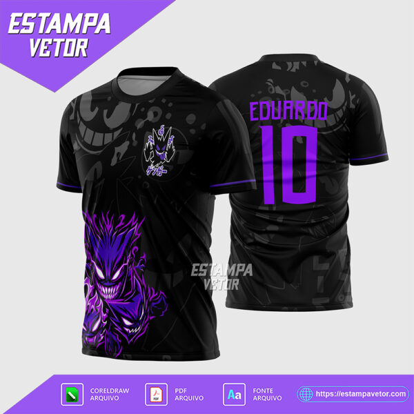 Arte Vetor Estampa Camisa InterClasse Gengar Pokémon Corel Draw X7 para sublimação
