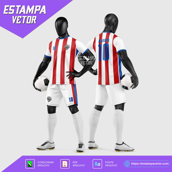 Arte Vetor Estampa Uniforme de Time de Futebol Amador 2026