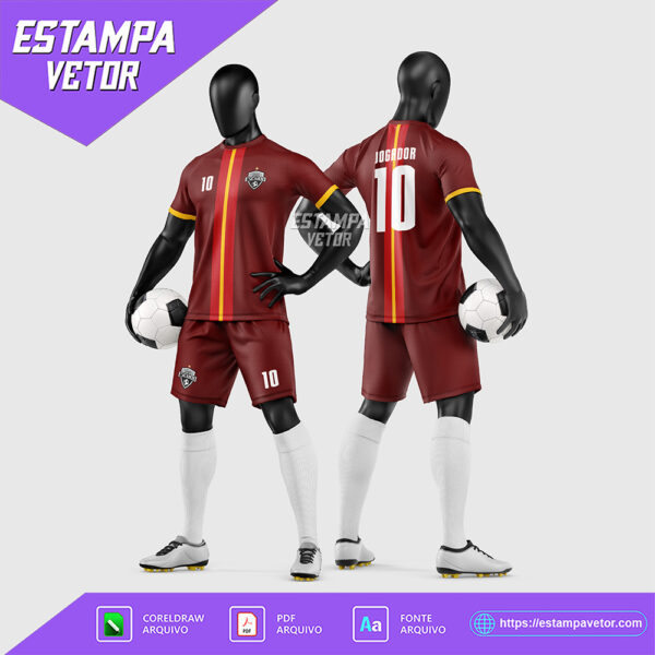 Arte Vetor Estampa Uniforme de Time de Futebol Amador 2026