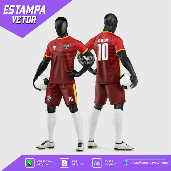 Arte Vetor Estampa Uniforme de Time de Futebol Amador 2026