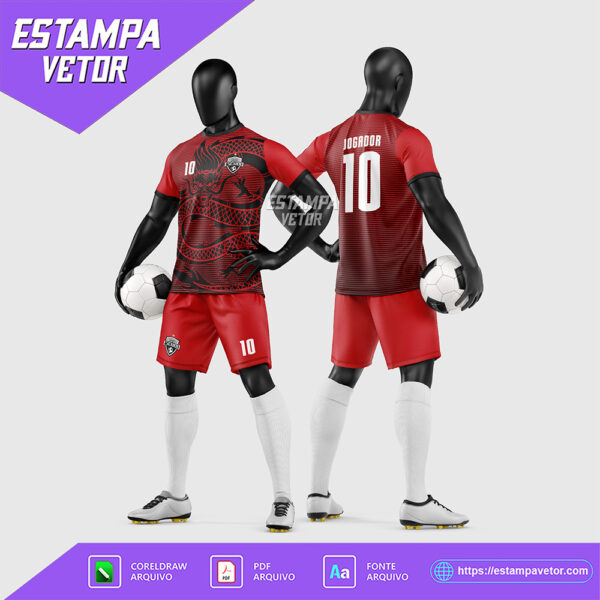 Arte Vetor Estampa Uniforme de Time de Futebol Amador 2026