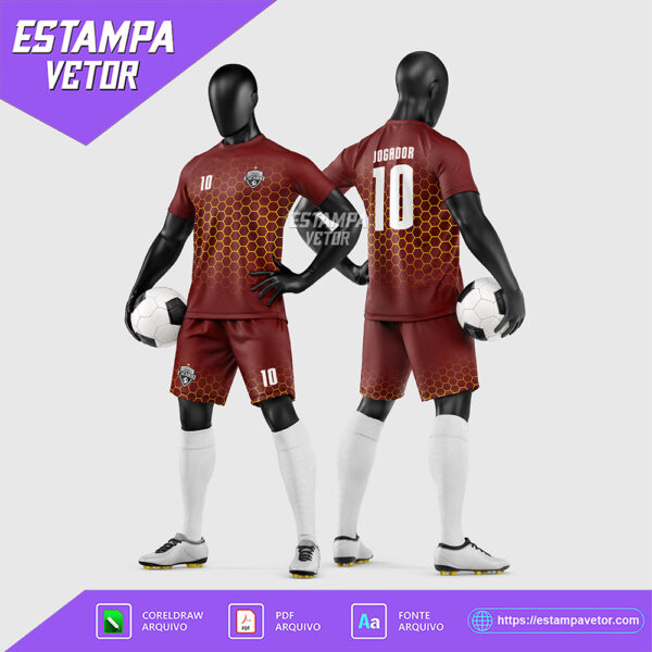 Arte Vetor Estampa Uniforme de Time de Futebol Amador 2026
