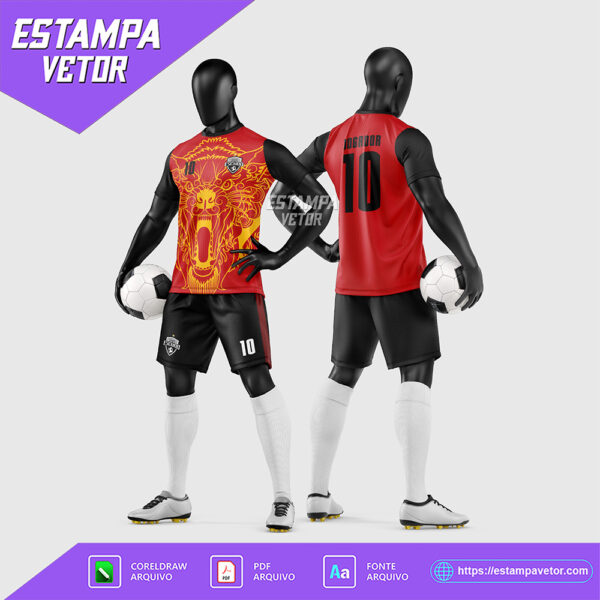 Arte Vetor Estampa Uniforme de Time de Futebol Amador 2026