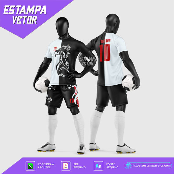 Arte Vetor Estampa Uniforme de Time de Futebol Amador 2026