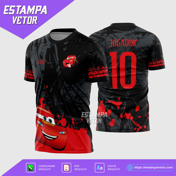 Arte Vetor Camisa Interclasse Carros Relâmpago McQueen Corel Draw X7 para sublimação