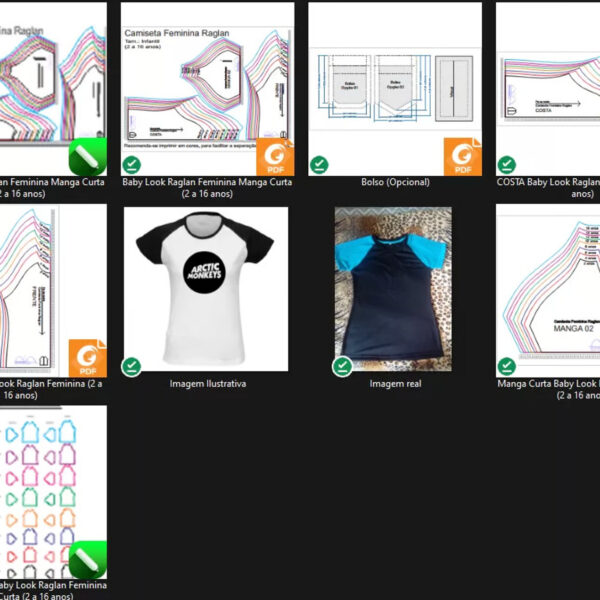 Molde de Costura Para Imprimir Camiseta Infantil - 03 - Baby Look Raglan (2 a 16 anos)