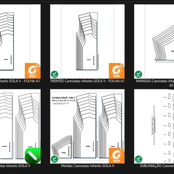 Molde de Costura Para Imprimir Camiseta Infantil - 20 - Camiseta Tradicional GOLA V (2 a 16 anos)