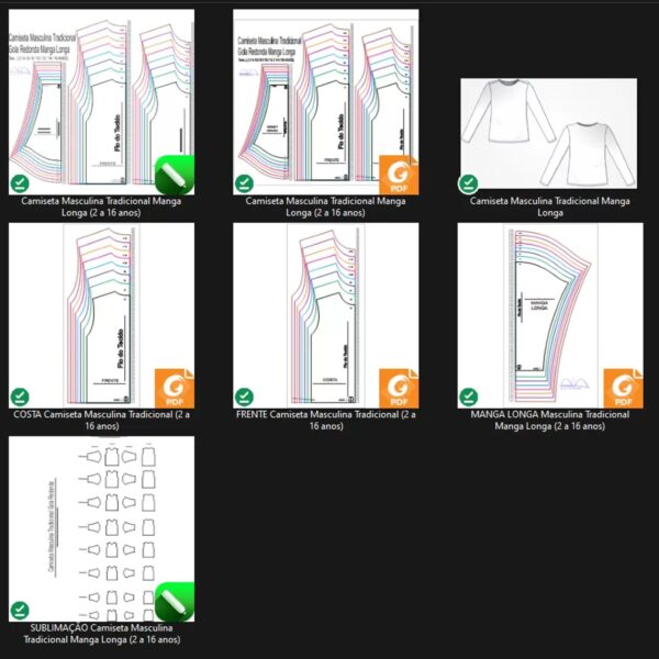 Molde de Costura Para Imprimir Camiseta Infantil - 21 - Camiseta Tradicional Manga longa (2 a 16