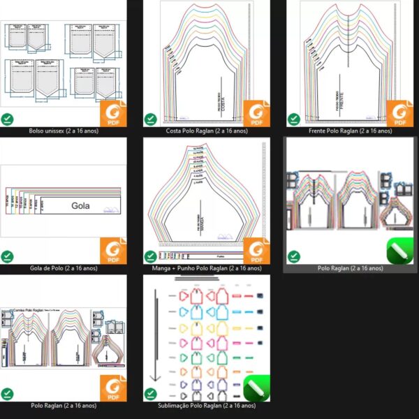 Molde de Costura Para Imprimir Camiseta Infantil - 22 - Polo Raglan (2 a 16 anos)