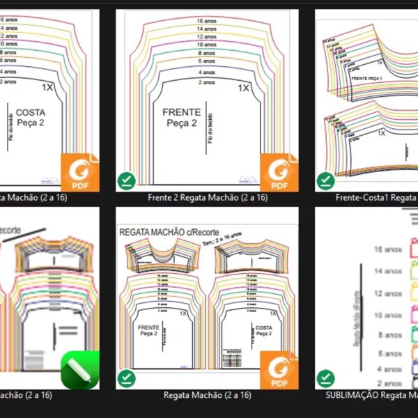 Molde de Costura Para Imprimir Camiseta Infantil - 31 - Regata Infantil Uniforme Escolar com Recorte no Ombro (2 a 16 anos